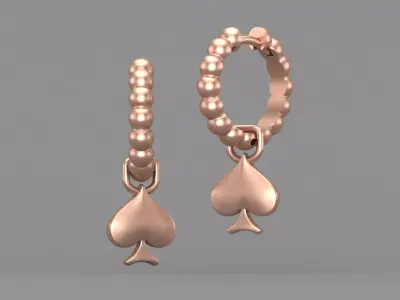 A Set Of Iconic Pokers Dot Hoop Earrings 3D CAD Design 3D print model