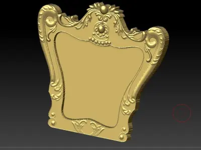 Classic pattern 3d gold plated cnc mirror frame 3D model