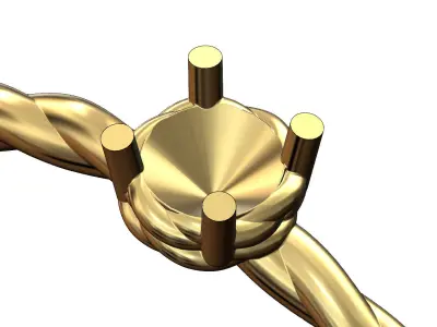 Braided wire diamond solitair ring US sizes 5to8 3D print model