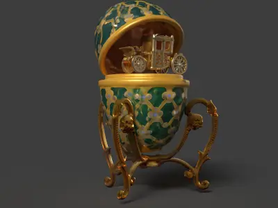 Faberge egg with carriage  Low-poly 3D model