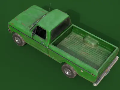 Ford Classic F100 pickup 1976 Old Green Low-poly 3D model