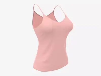 Strap Vest Top for Women Pink Mockup 3D model