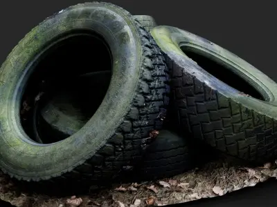 tires truck junkyard trash PBR photogrammetry 3D model