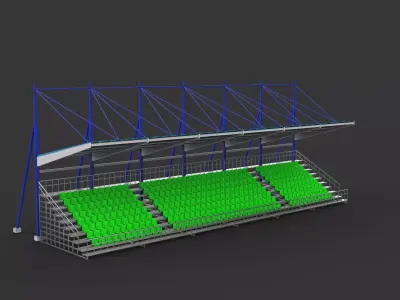 Stadium seating tribune 02 3D model