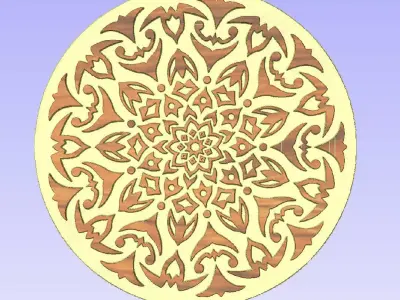 Mandala geometric ornament pattern for CNC or laser engraving 3D print model