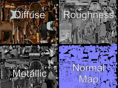 Vintage Snowmobile Model Pack Low-poly 3D model