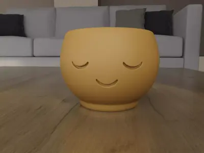 Cute Sleeping Face Planter STL for 3D Printing 3D print model