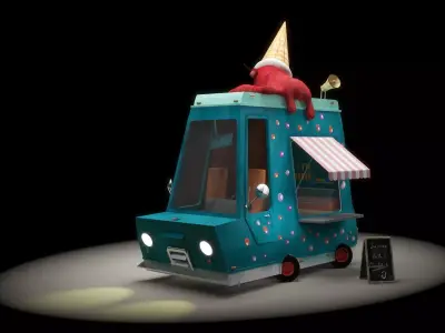 ice cream car  Low-poly 3D model