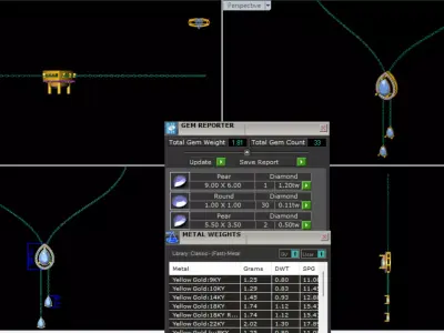 Luxury Pear Drop Double Chain Necklace CAD Design 3DM STL 3D print model