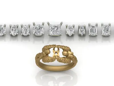 Carrera Y Carrera STL Carrera Woman and Man Lovers Ring   3D print model