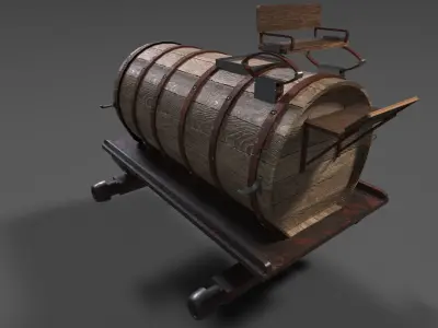 Old Wooden Oil Tank Low-poly 3D model
