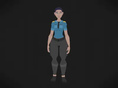 Colorly - Police Girl - Game Ready - Rigged - Customizable Low-poly 3D model