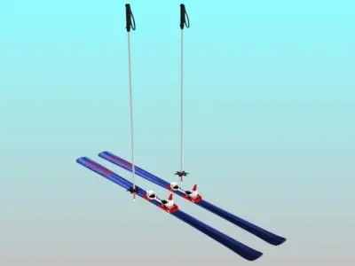 Ski and Ski Pole 3D model