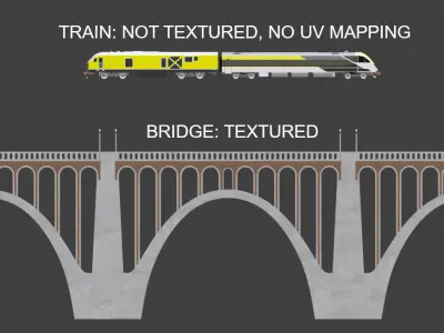 American train on viaduct II 3D model