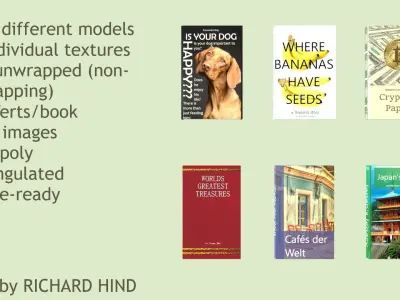 SIX LOW POLY BOOKS FULLY TEXTURED BY RICHARD HIND Free low-poly 3D model