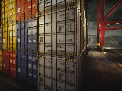 Container Yard Environment Set Low-poly 3D model