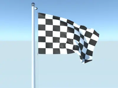 Animated Racing Flag Low-poly 3D model