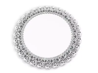 Rose Frame Pendant  Diamond Circle Floral Design Gold 3D print model