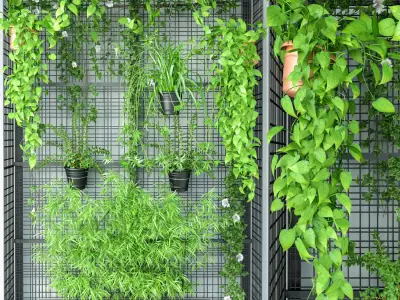 Wall Grid Plant Pot 5 3D model