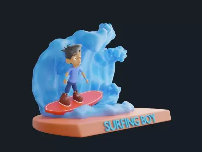 Surfing Boy 3D print model