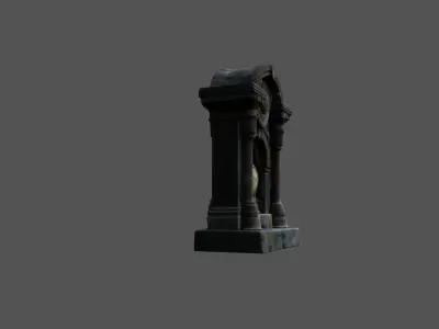 Ancient Temple Relic with Glowing Gemstone 3D model