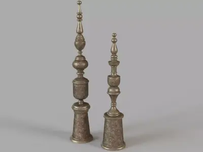 Nalini Antique Gold Finials Set of 2 3D model