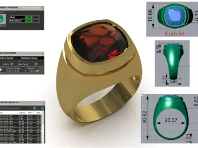 Men Signet 3DS 3D 3DM gold luxury Ring model mr0322 3D print model