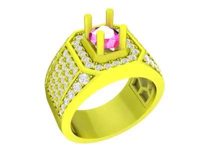 A7745 Korean Style Oval Diamond Men Ring 3D Model 3D print model