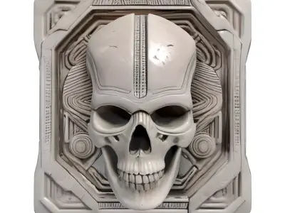 Alien Skull Ancient SciFi Relief Low-poly 3D model
