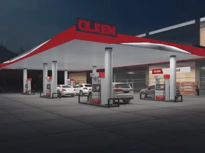 Realistic Gas Station 3D Model 3D model