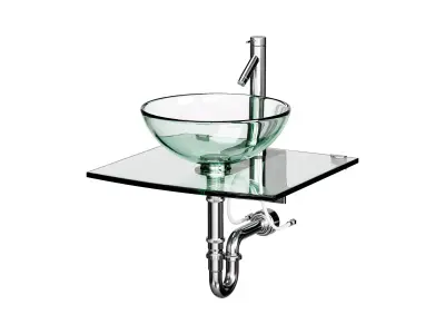 Unique Tempered Glass Wall Mount Vessel Sink 3D model