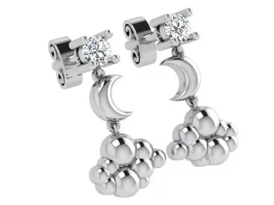 Moon Cloud Earring 4351 3D print model