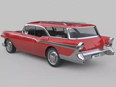 Mid-Century Classic Family Wagon Low-poly 3D model