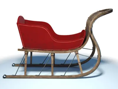 Santa Claus Wooden Sleigh 3D model