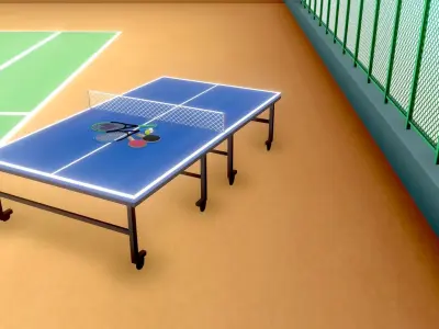 Anime Tennis Court Low-poly 3D model