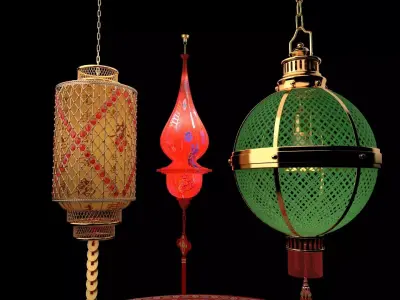 Chinese  red lantern  Low-poly 3D model