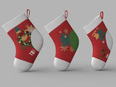 Christmas Socks  Low-poly 3D model