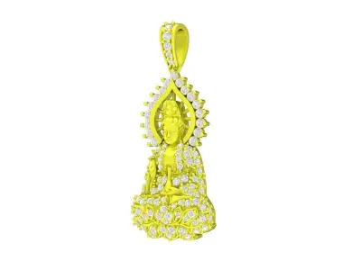 A7569 Luxury Fengshui Lucky Diamond Buddha Pendant 3D Model 3D print model