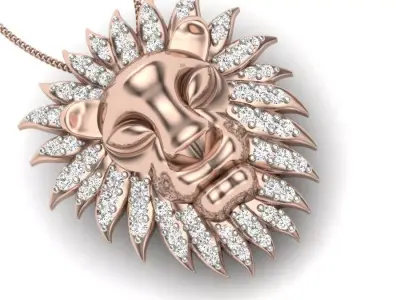 Lion Pendant 3dm render detail 3D print model 3D print model