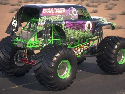 Grave Digger Monster Truck Desert 3D model