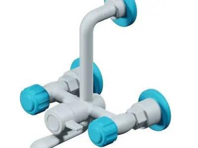Plastic Shower Tap 3D model