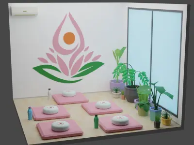 Yoga Room 19 Low-poly 3D model