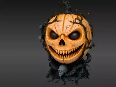 Jack-O-Lantern Halloween Pumpkin 3D Model Two Pack Multi-Pack 2 3D model