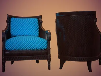 Wooden chair  Low-poly 3D model