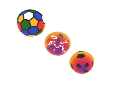 Rainbow Rubber Ball With Rainbow Soccer Balls 3D model