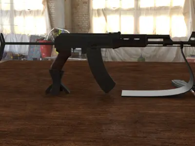 Russian AKS 47 Assault Rifle 3D Model Low-poly 3D model