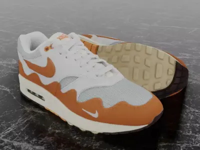 NIKE AIR MAX 1 PATTA WAVES MONARCH 3D SHOES Low-poly 3D model