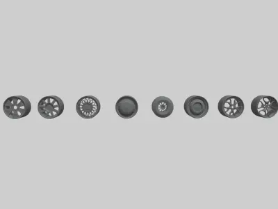 Low Poly Wheel Pack 01 Low-poly 3D model