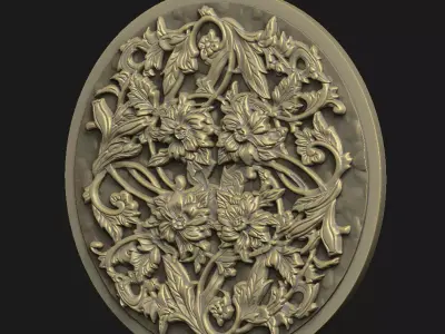 ivy decor floral ornate cnc  laser leave motif home wall  relief 3D print model