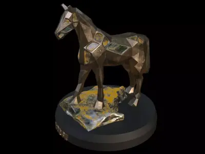 Steampunk Horse Rock Low-poly 3D model